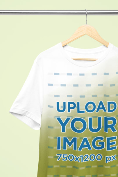 Mockup of a Bella Canvas T-Shirt Hanging Against a Removable Background m36360