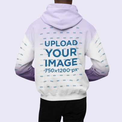 Back-View Mockup of a Man Wearing a Gildan Hoodie with a Gradient Color and Customizable Sleeves m36362