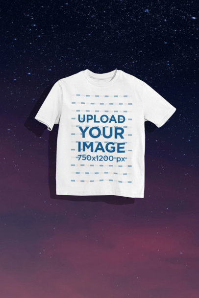 Mockup of an Oversized T-Shirt Floating over a Customizable Surface