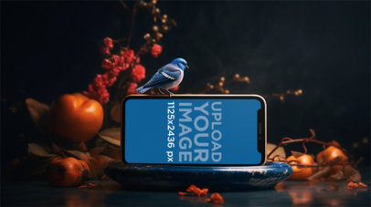 AI-Generated Mockup Featuring an iPhone 13 With a Bird m33576