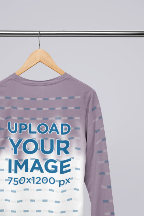 Back-View Mockup of a Degraded Bella Canvas Tee with Customizable Long Sleeves