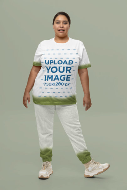 Degraded Mockup of a Woman With a Bella Canvas T-Shirt