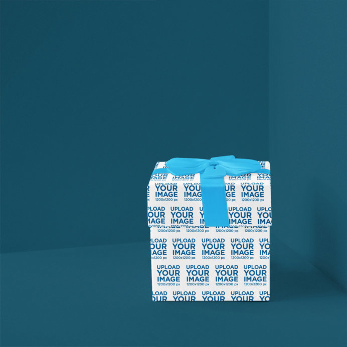 Wrapping Paper Mockup Featuring a Small Gift Placed on a Customizable Background