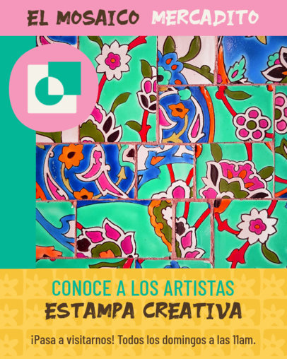 Colorful Instagram Post Creator to Promote an Arts and Crafts Market