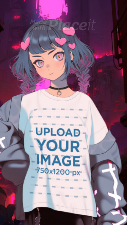 Anime-Themed Video Featuring a Woman Cartoon Wearing a T-Shirt