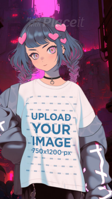 Anime-Themed Video Featuring a Woman Cartoon Wearing a T-Shirt