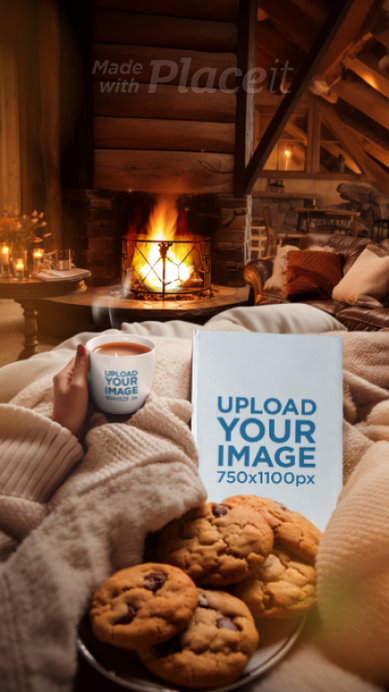AI-Generated Video Featuring a Woman With a Book and a Coffee Mug in a Winter Cozy Setting