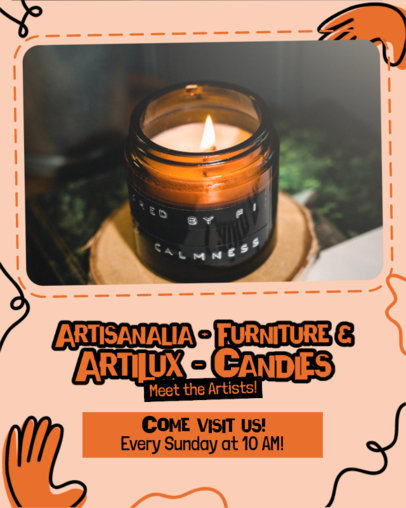 Instagram Post Generator Featuring a Promo to a Rustic Handmade Art Bazaar 6000e