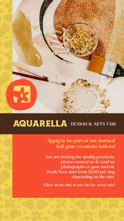 Arts Fair Instagram Story Generator With Application Info Featuring a Flower Graphic