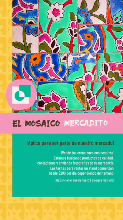 Colorful Instagram Story Creator Featuring Info to Apply to an Arts and Crafts Market