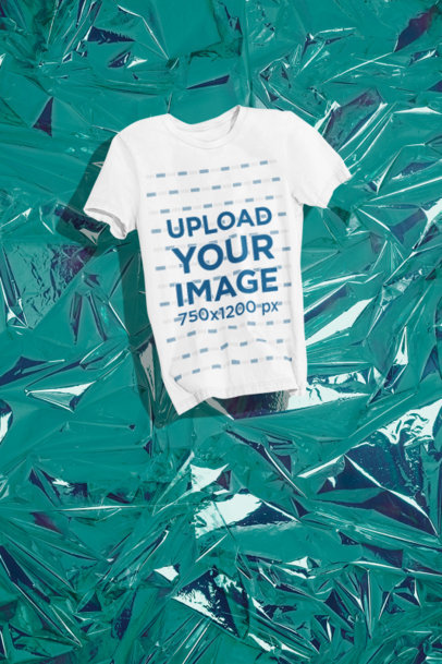 Mockup of a Rounded-Neck Bella Canvas T-Shirt Floating over a Surface