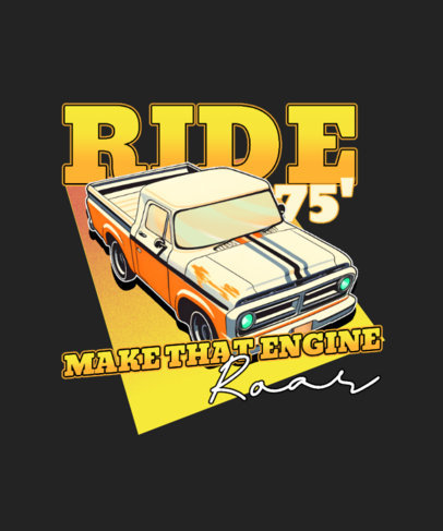 T-Shirt Design Template with a Classic Truck Illustration and a Quote