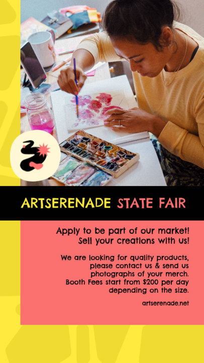 Instagram Story Generator With Information to Participate in a State Arts Fair 5998a