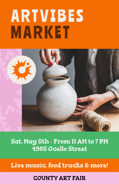 Flyer Design Template for a County Music Art Fair Event Ad