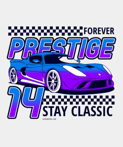 T-Shirt Design Template Featuring a Racing Car Illustration