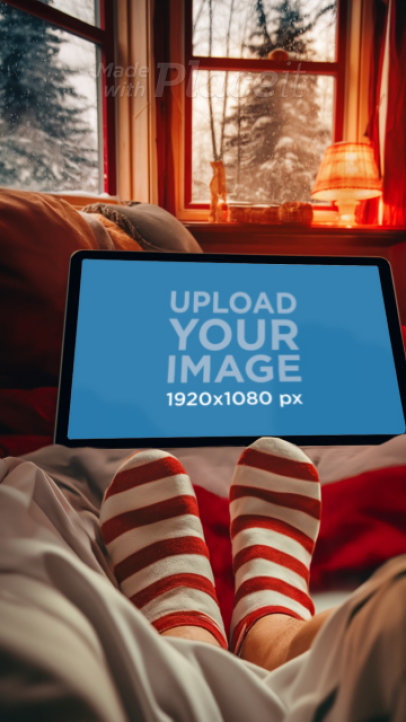 iPad Video Featuring an AI-Generated Man in a Winter Cozy Setting