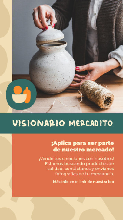 Art Market Instagram Story Template With a Pottery Photo Featuring Application Info 5998g