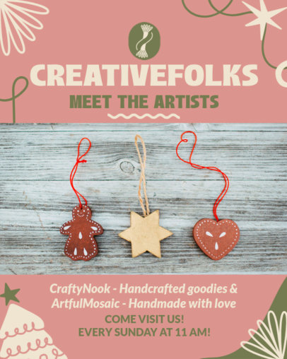 Instagram Post Template for a Handcrafted Goods Xmas Bazaar
