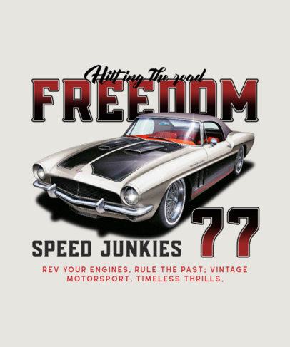 T-Shirt Design Maker Featuring a Classic Automobile Illustration