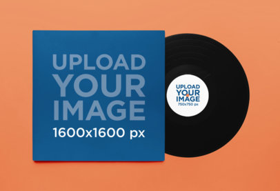 Mockup of a Vinyl Record Coming Out of an Album  m36513