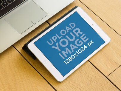 iPad Mini Next to Laptop Mockup Template Generator