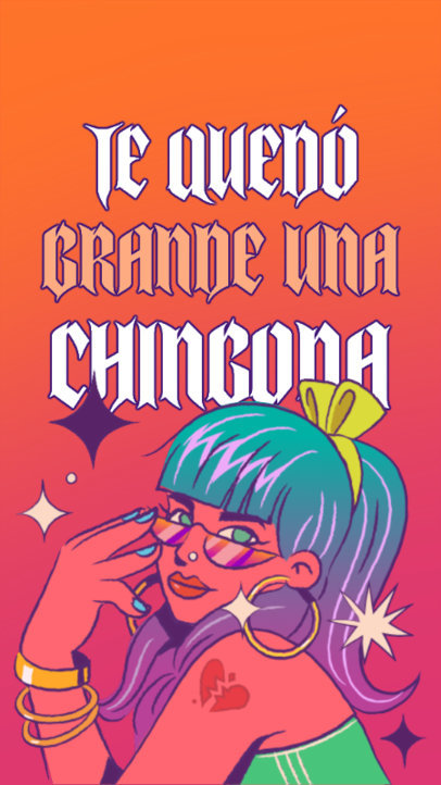 Instagram Story Creator with an Illustrated Woman and an Empowering Spanish Song Quote