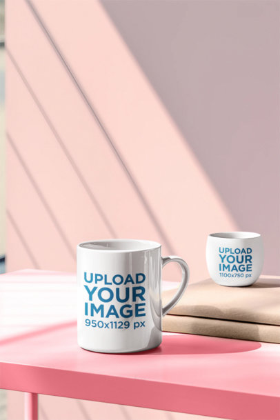 Barbie-Inspired Mockup Featuring Two AI-Created Coffee Mugs m35904