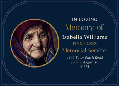 Greeting Card Design Template with an Address for a Memorial Service