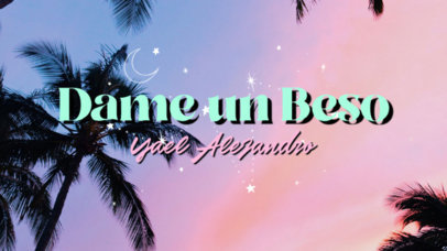 YouTube Thumbnail Creator Featuring a Tropical Spanish Song Title and Palm Trees in the Background 6017k