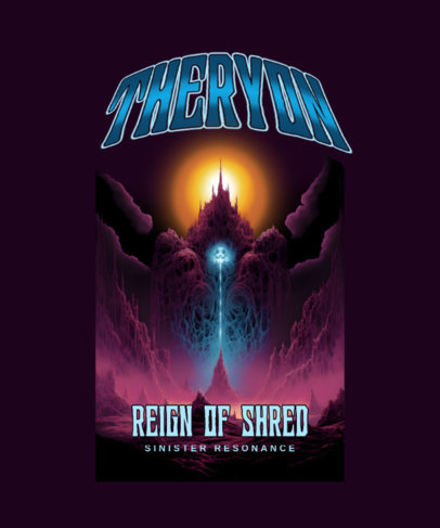 T-Shirt Design Maker Featuring a Sci-Fi Illustration Inspired by Heavy Metal Music