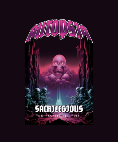 T-Shirt Design Template Featuring an AI-Created Skull Illustration Inspired by Heavy Metal