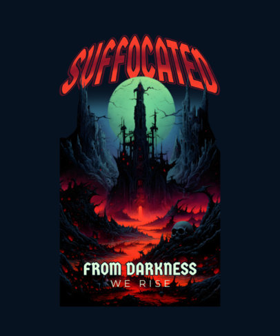 T-Shirt Design Creator Featuring a Heavy Metal-Inspired Theme with a Spooky Illustration