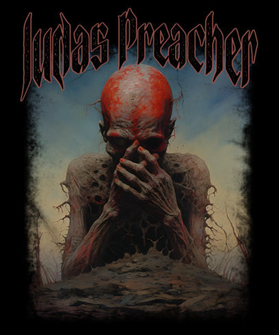 T-Shirt Design Creator Featuring a Horror Creature Generated by AI