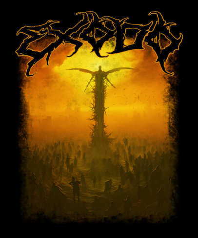 T-Shirt Design Template with a Horror Theme Featuring an AI-Generated Illustration