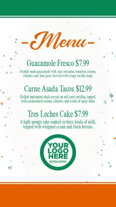 Mexican-Themed Instagram Story Video Generator Featuring a Restaurant Menu 7275