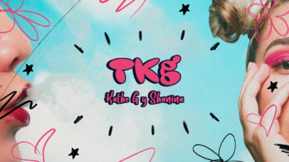 YouTube Thumbnail Design Maker Featuring a Spanish Song Title with Heart Doodles