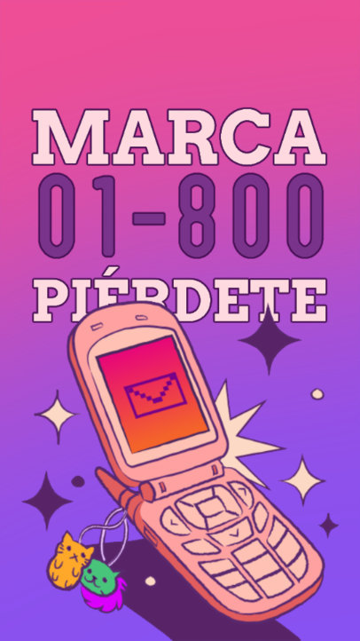 Instagram Story Maker Featuring an Illustrated Flip Phone with a Heartbreak Spanish Song Lyric 6015a