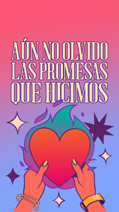 Instagram Story Maker Featuring a Flaming Heart and a Sad Spanish Song Verse 6015e