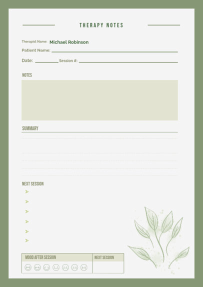 Planner Design Creator Featuring Therapy Notes and a Plant Graphic 6183b