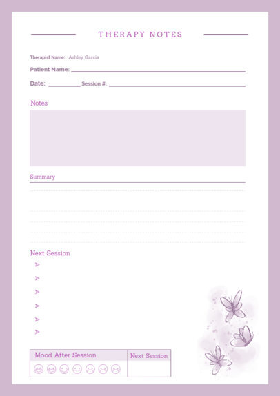 Planner Design Template With Butterfly Graphics for a Therapy Session 6183c