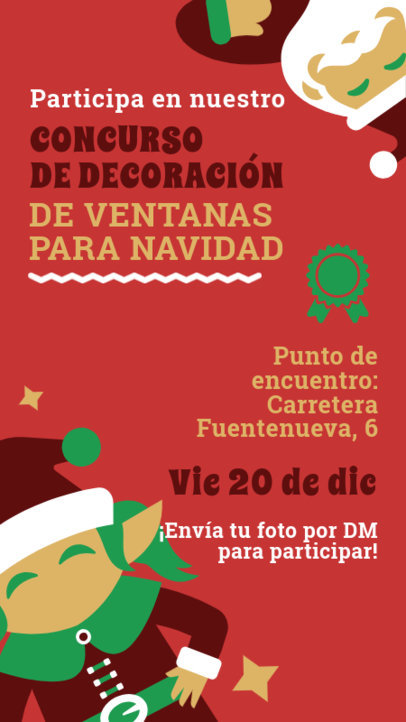 Instagram Story Template for a Xmas Window-Decorating Contest with an Elf Illustration 6186d