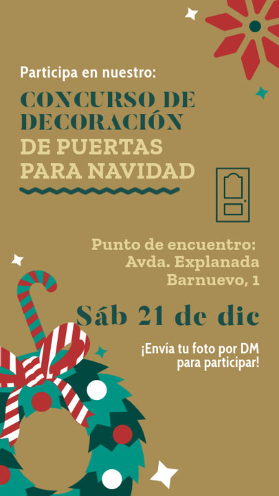 Instagram Story Creator with Candy Cane Graphics to Promote a Xmas Door-Decorating Contest 6186g