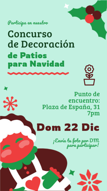 Instagram Story Generator with Illustrated Graphics to Promote a Xmas Patios-Decorating Contest 6186j