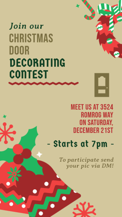 Instagram Story Template Advertising a Christmas Door-Decorating Contest 