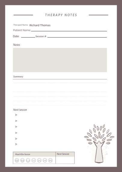 Modern Planner Design Maker for Therapy Notes With a Tree Graphic 6183l