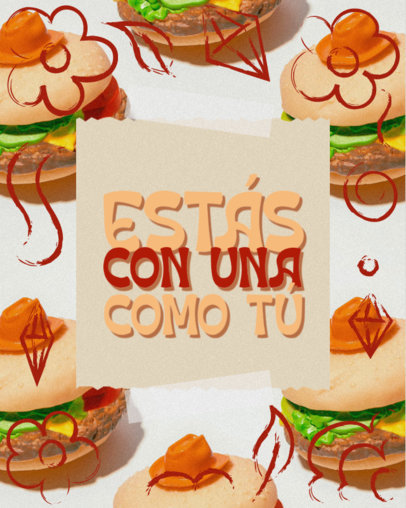 Instagram Post Creator Featuring Burger Illustrations with a Regional Mexicano-Genre Song Quote