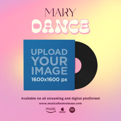 Vinyl Album Cover Mockup for an Instagram Post Ad With a Colorful Aesthetic