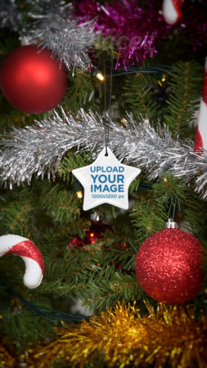 Video of a Start-Shaped Ornament Placed on a Christmas Tree