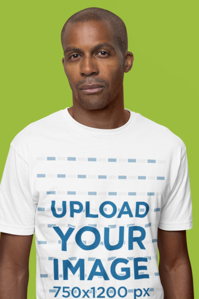 Mockup of a Man Wearing a Next Level Rounded-Neck T-Shirt
