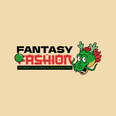Anime Logo Maker for a Clothing Store Featuring a Cartoonish Dragon